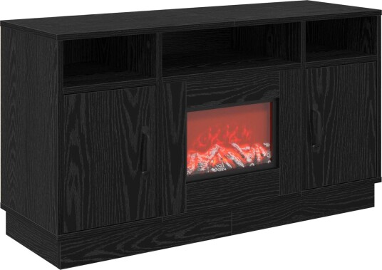 vidaXL Elektrisk peis Svart eik 100 x 33 x 55 cm Konstruert tre