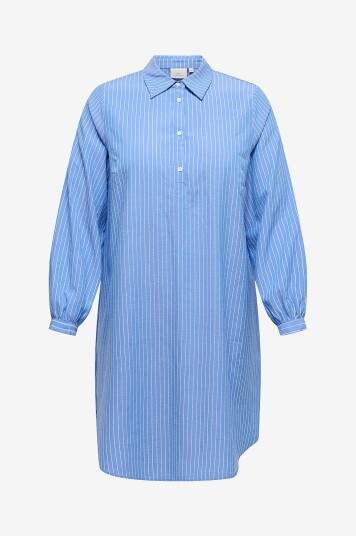 Only Carmakoma Kjole carDea 3/4 V neck Knee Dress Stripe Blå