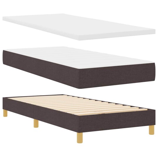 Box Spring Seng med madrass Mørk Brun 90x200 cm Stoff 3338891