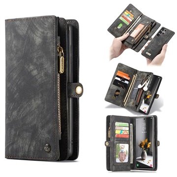 Caseme 2-i-1 Multifunksjonell Samsung Galaxy S22 Ultra 5G Lommebok-deksel Svart