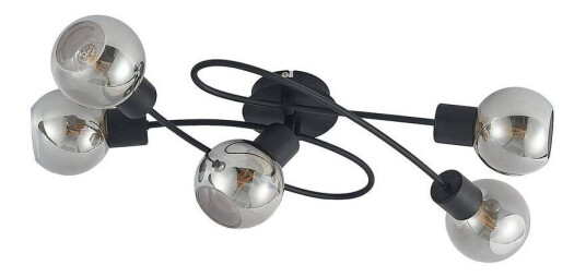 Lindby taklampe Elaina 5 lysk, lang, svart røyk Lindby taklampe Elaina 5 lysk, lang, svart røyk