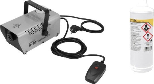 EuroLite Set N-10 Fog Machine Sølv & B Basic Smoke Fluid 1l EuroLite Set N-10 Fog Machine Sølv & B Basic Smoke Fluid 1l