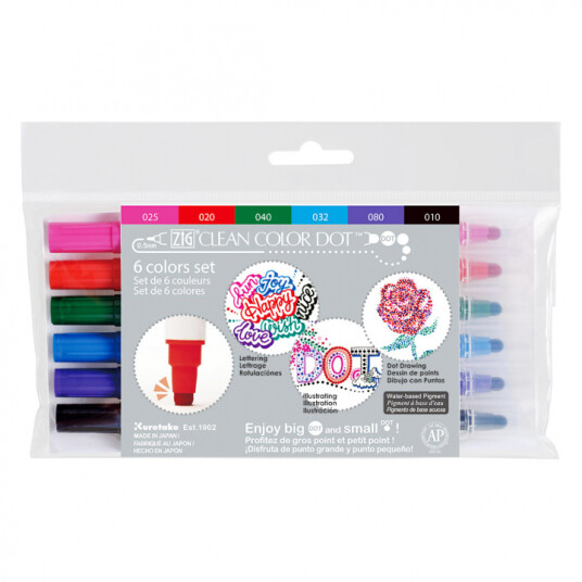 ZIG Kuretake Clean Color DOT Pen 6-set