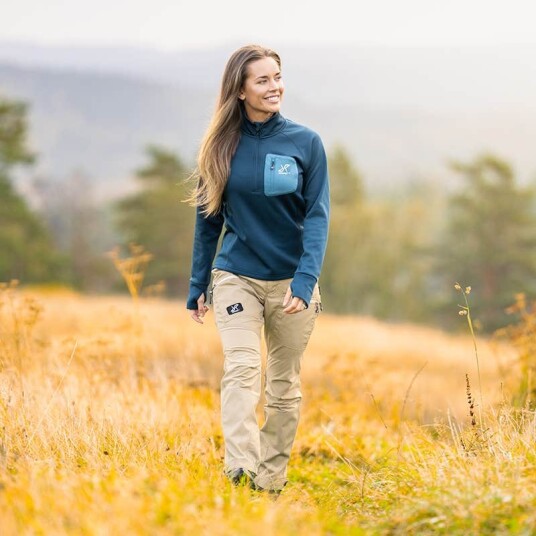 Revolutionrace Evolution Half zip Stretch Fleece Dame Moonlit Ocean XS Dame Overdeler Fleece & midlayers