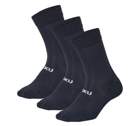 2XU Crew Socks 3 Pack Black/White Black/White L 2XU Crew Socks 3 Pack Black/White Black/White L