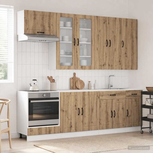 vidaXL Kjøkken enhet LUCCA 8 pcs Artisan eik Konstruert tre