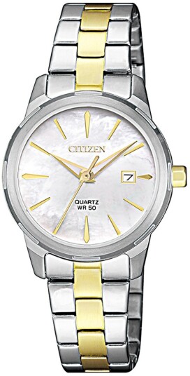 Citizen Dameklokke EU6074 51D Elegance Hvit/Gulltonet stål Ø28 mm