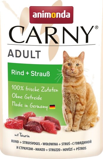 Animonda Carny Våtfôr Pouch + Struts Okse 12 X 85 G