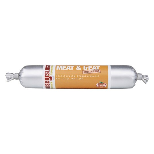 Fleischeslust Kjøtt & Treat Single Shot Treningspølse Fjørfe 80 G