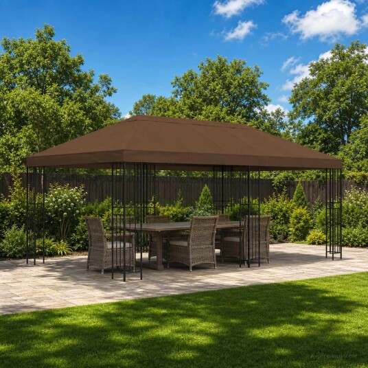 vidaXL Hage Gazebo 6 x 3 m Brun Polyester og stål 190 gsm