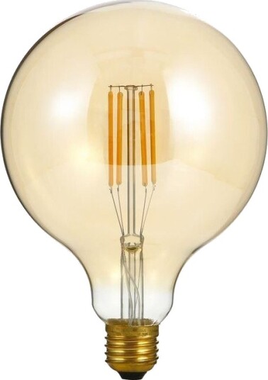Spl E27 7W dimbar LED globepære   G125 filament 2200K gyllent glass 570lm   Dimbar : Dimbar Kulør : Ekstra varm