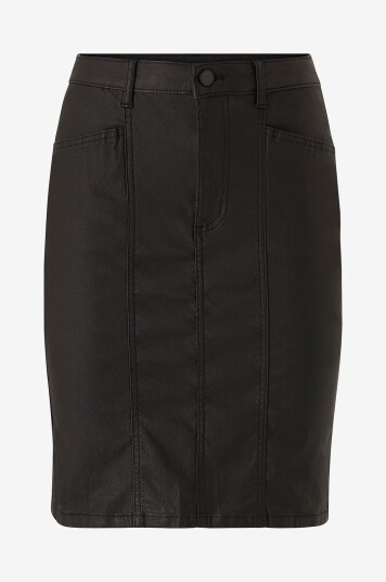 Vila - Skjørt Vicommit Coated HW Skirt/bf - Svart