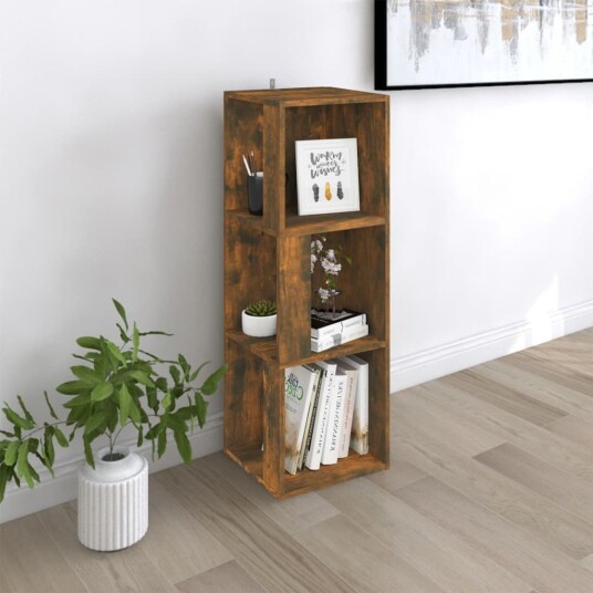 vidaXL Hjørneskap røkt eik 33x33x100 cm konstruert tre