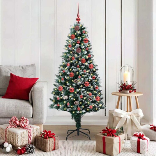  Kunstig juletre med 150 LED grønn 150 cm PVC og Stål og Plast