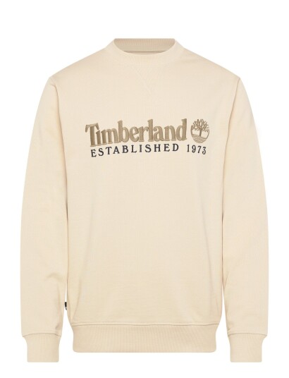 Timberland Established 1973 Embroidered Logo Crew Neck Sweatshirt Putty Cream L Timberland Established 1973 Embroidered Logo Crew Neck Sweatshirt Putty Cream L