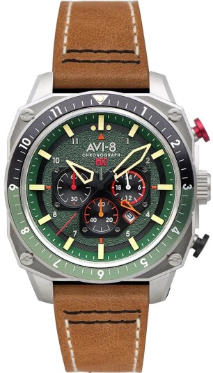 AVI 8 Herreklokke AV 4100 01 Hawker Hunter Grønn/Lær Ø43 mm AVI 8 Herreklokke AV 4100 01 Hawker Hunter Grønn/Lær Ø43 mm