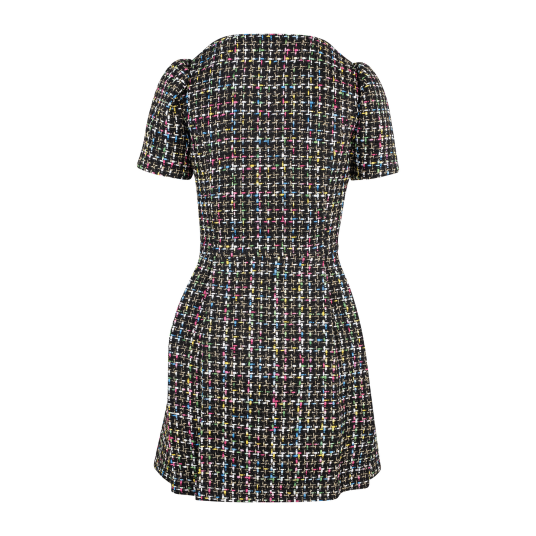 Nala Dress Black multi M Boucle zip dress