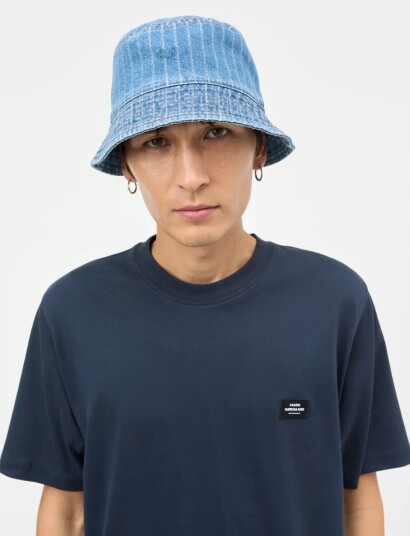 Mads Nørgaard Striped Denim Bucket Hat Blue ONE SIZE Mads Nørgaard Striped Denim Bucket Hat Blue ONE SIZE