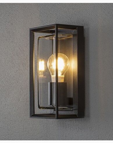 Konstsmide Brindisi vegglampe E27 svart, klart glass Konstsmide Brindisi vegglampe E27 svart, klart glass