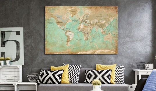Tavle World Map: Celadon Journey 120X80 Artgeist sp. z o. o.