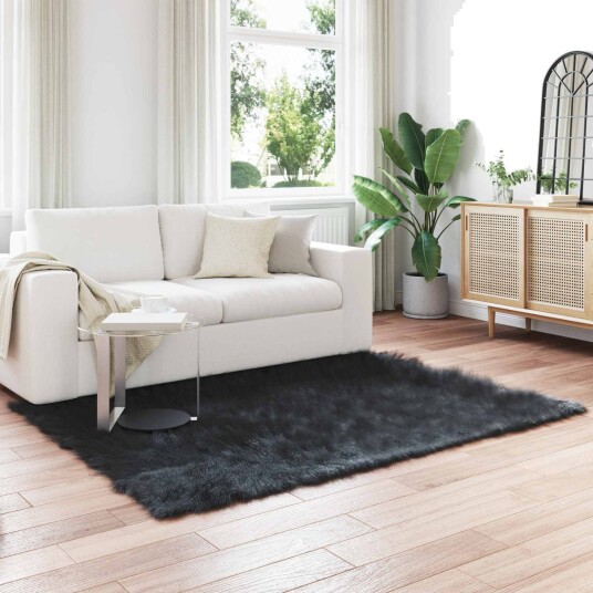 Faux Skinnmatte Tafalla Svart 120 x 170 cm Polyester