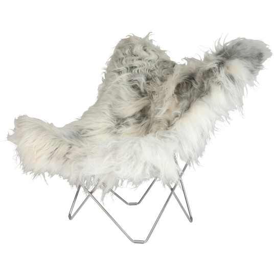 Cuero Iceland Mariposa Butterfly Stol Wild Grey/Chrome