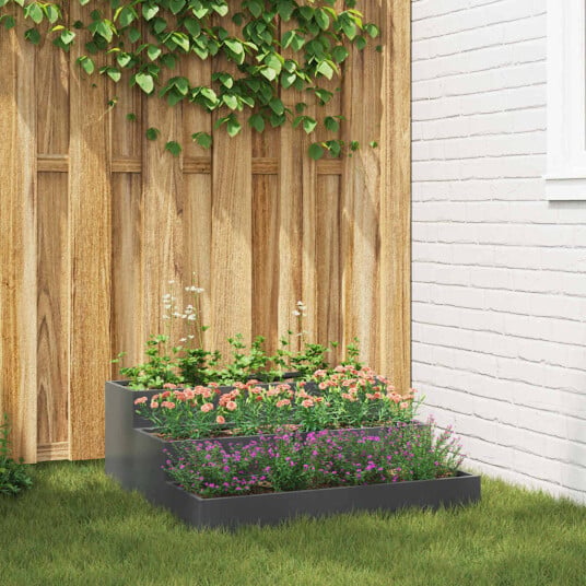 hageplanter 3 tiers 90x90x35 cm Antrasitt stål hageplanter 3 tiers 90x90x35 cm Antrasitt stål