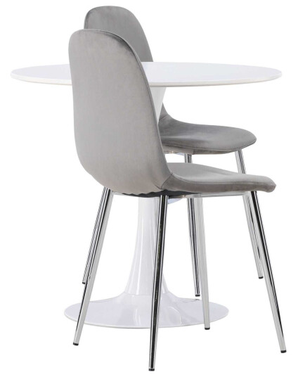 Venture Design Hamden & Eva spisegruppe Lysegrå/svart 2 stoler & bord 80 cm
