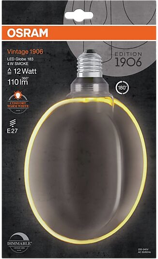 Osram led dekorasjonspære e27 ø183 12 110lm smoke dim ekstra varm