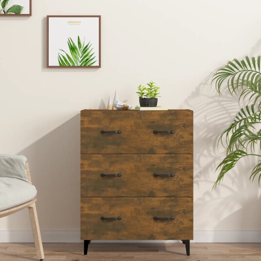 vidaXL Skjenk røkt eik 69,5x34x90 cm konstruert tre