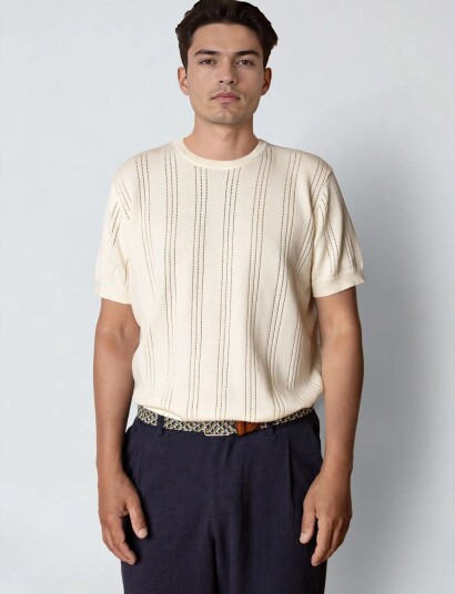 Clean Cut Copenhagen Karl Knitted Polo Cream XXL