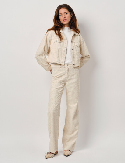 Dante6 Dante6-Nuit Distressed Wide Leg Jeans - Cream - 26