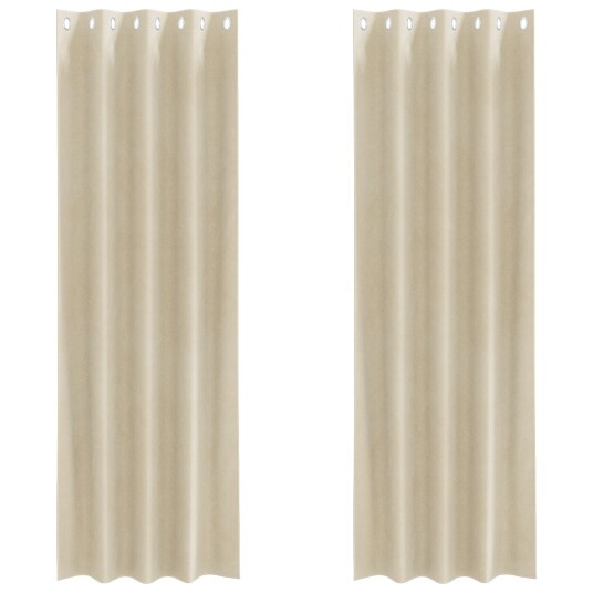 Gardiner med gardiner 2 pcs Krem 140 x 245 cm Fløyel Gardiner med gardiner 2 pcs Krem 140 x 245 cm Fløyel