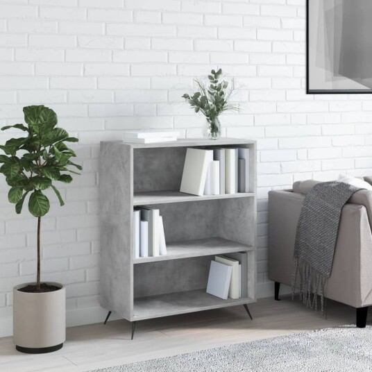 vidaXL Bokhylle betonggr? 69,5x32,5x90 cm konstruert tre vidaXL Bokhylle betonggr? 69,5x32,5x90 cm konstruert tre