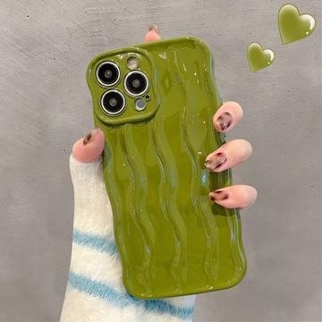 iPhone 15 Pro Max 3D Linear Wavy-etui - Grønn