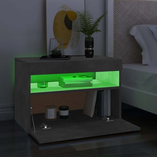vidaXL TV-benk med LED-lys betonggrå 60x35x40 cm