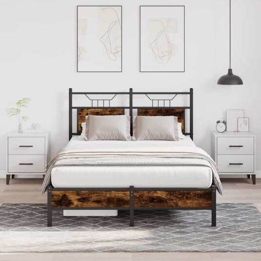 Sengeramme uten madrass røkt eik 120x190 cm konstruert tre 4106887