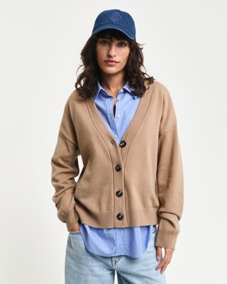 Cardigan i ekstra fin lammeull CARAMEL BEIGE L Cardigan i ekstra fin lammeull CARAMEL BEIGE L