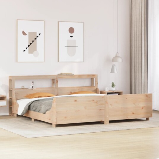 Sengeramme med madrass 200x200 cm heltre furu 8721102977039