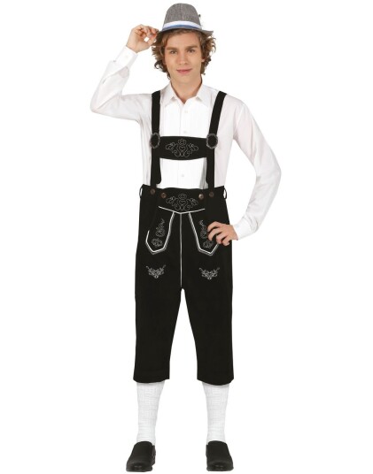 Svart Oktoberfest Kostyme til Mann Strl M