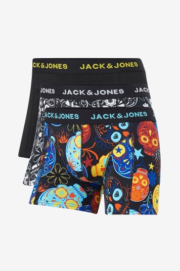 Jack & Jones Underbukser jacSugar Skull Trunks 3 pk Svart