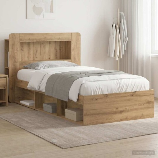 Sengeramme med oppbevaring Artisan eik 75 x 190 cm