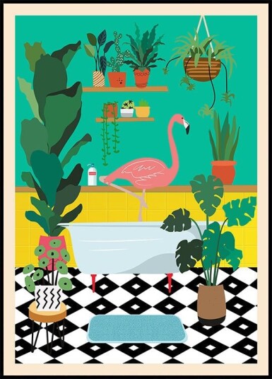 Flamingo Bathtime Plakat Plakat / 30x40cm Flamingo Bathtime Plakat Plakat / 30x40cm