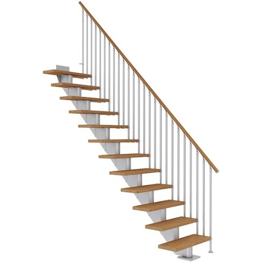 Dolle Hamburg Rett Trapp Pearl Grey-classic Iii-oljet Eik-85-11 - Loddrett Høyde Op Til 258 Cm