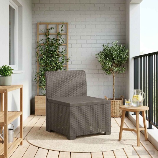 vidaXL 1 seters Hage Sofa Rattan Utseende PP Lysegrå