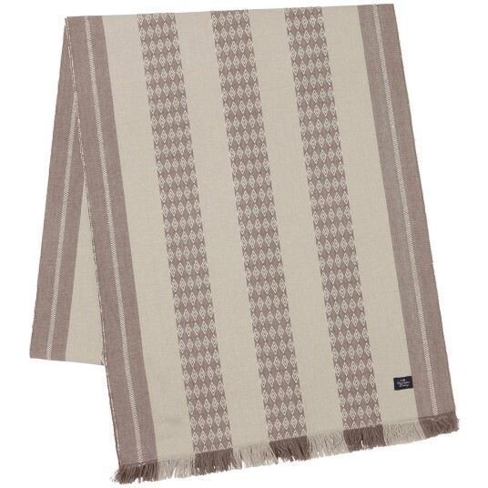 Lexington Jacquard Striped Bordløper 250x50 cm Hvit/Beige