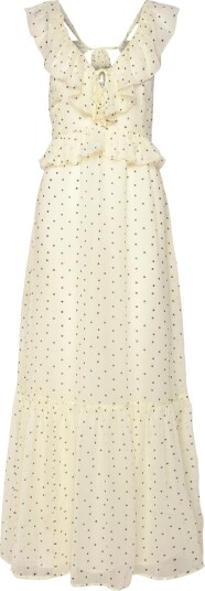 Bubbleroom | Frill Tie Back Chiffon Maxi Dress | L
