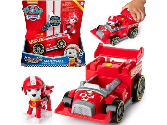 Spin Master - Paw Patrol - Klar, Race, Rescue, Marshalls Race & Go Deluxe Base Vehicle, Toy Vehicle