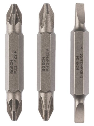 Bosch 3-delers dobbeltbits-sett S 0,6x4,0, PH2, PZ2; S 0,6x4,0, PH2, PZ2; 45 mm Bosch 3-delers dobbeltbits-sett S 0,6x4,0, PH2, PZ2; S 0,6x4,0, PH2, PZ2; 45 mm