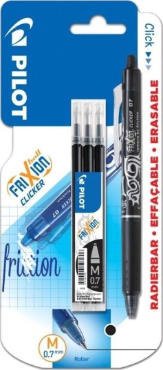 Frixion Clicker Kulepenn Sort 0,7 + Refill